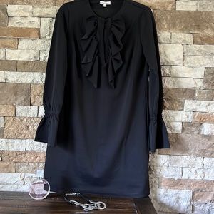Marisa & Marie Black Smock Bell Sleeve Ruffle Dress